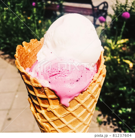 Sweet melting ice cream in summer 81237604