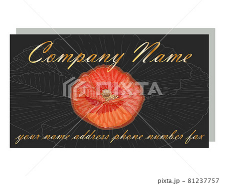 Cards with the image with red poppies. business card for a beauty salon with golden poppies, stylish design. 81237757
