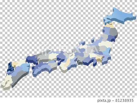 Map of Japan Illustration_3D_Perspective 3D Prefecture_buml Map of Japan Illustration_3D_Perspective 3D Prefecture_buml 81238935