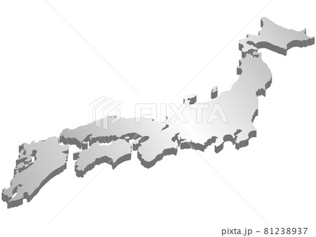 日本地図イラスト 3d 遠近立体 Gryのイラスト素材