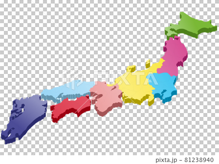 日本地図イラスト＿3D＿遠近立体＿pkml 81238940