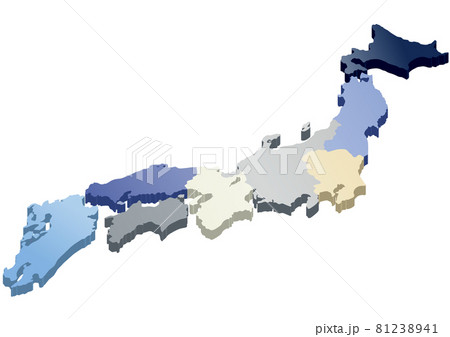 日本地図イラスト 3d 遠近立体 Bumlのイラスト素材