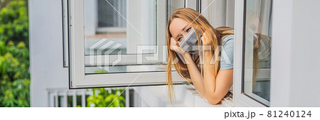 BANNER, LONG FORMAT Extremly tired woman looking out the window, home alone. self-isolation at home, quarantine due to pandemic COVID 19. Mental health problems in self-isolation at home, quarantine BANNER, LONG FORMAT Extremly tired woman looking out the window, home alone. self-isolation at home, quarantine due to pandemic COVID 19. Mental health problems in self-isolation at home, quarantine 81240124