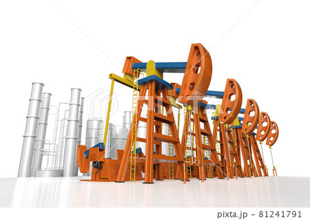Petroleum industry concept with crude oil pump and oil refinery Petroleum industry concept with crude oil pump and oil refinery 81241791