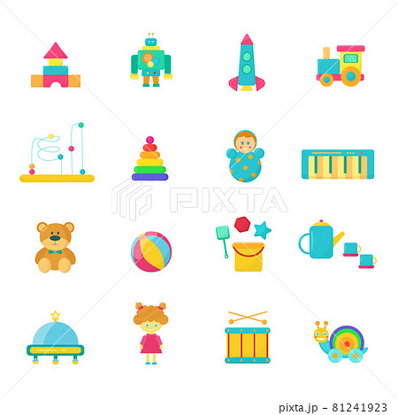 Children's set of toys. Flat style on white background. 81241923