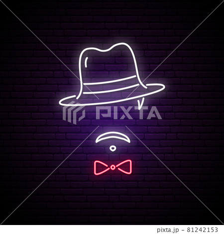 Neon sign of men in a hat. Neon sign of men in a hat. 81242153