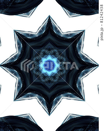 Blue neon pentagram on white background. Star kaleidoscope Vertical image. Blue neon pentagram on white background. Star kaleidoscope Vertical image. 81242438