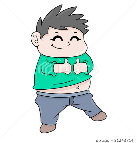 chubby boy with big belly with big appetite, doodle icon image kawaii 81243714