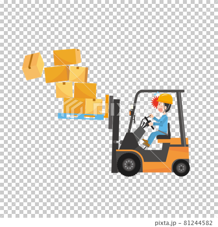 Male worker dropping luggage while working on a forklift 81244582