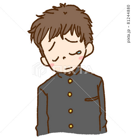 しょんぼり落ち込み涙の制服 学ラン の男子学生のイラスト素材