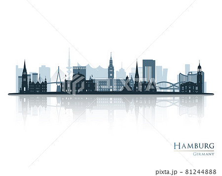 Hamburg skyline silhouette with reflection. 81244888