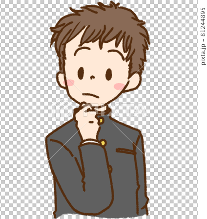 わからない・お悩みモードの制服(学ラン)男子学生 81244895