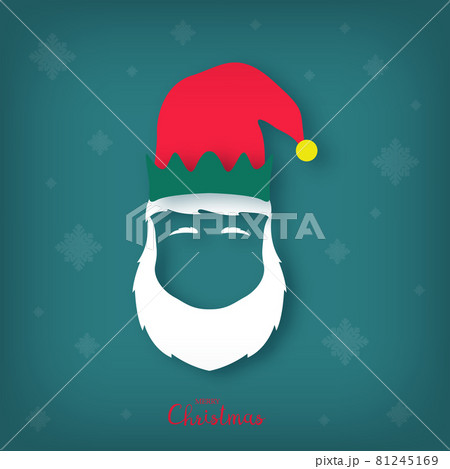 Silhouette of a Christmas elf head with a white beard.  81245169