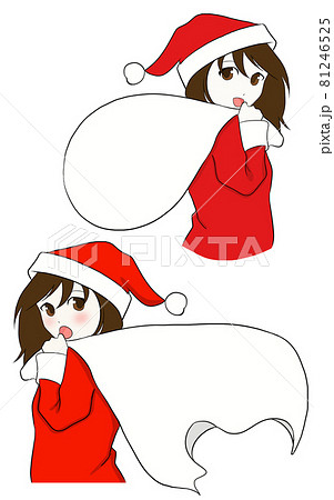 かわいい女の子サンタクロースのイラスト 81246525