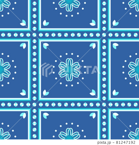ethnic pattern with geometric seamless flower in blue background for fabric with winter color 81247192