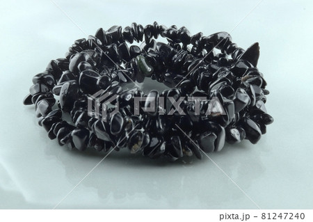 天然石ブラックトルマリン（ショール）のさざれ石チップの連 81247240