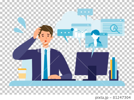 Businessmen who are busy with work Multitasking, image of problem solving 81247304