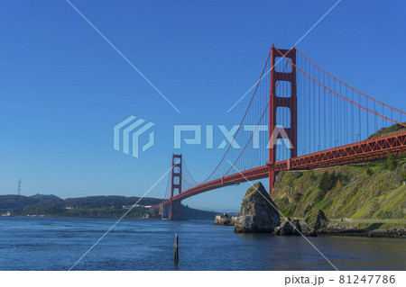 Golden Gate Bridge at morning light looking from Horseshoe Bay, San Francisco,USA 81247786