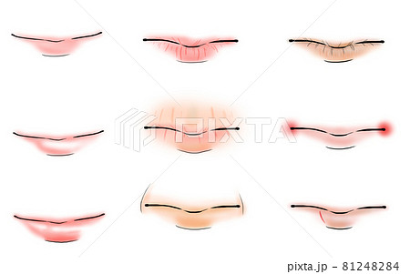 健康な唇と荒れ シワの目立つ唇のイラストのイラスト素材