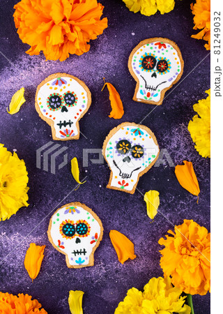 Day of the Dead cookies in shape of sugar skull. Day of the Dead cookies in shape of sugar skull. 81249032