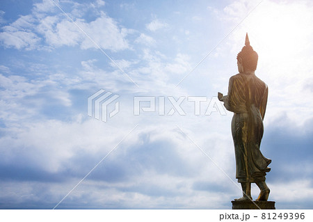 Golden Buddha statue standing at Wat Phra That Khao Noi, Nan Province, Thailand 81249396