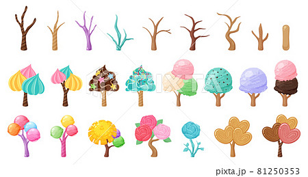 お菓子の木のイラスト素材セットのイラスト素材
