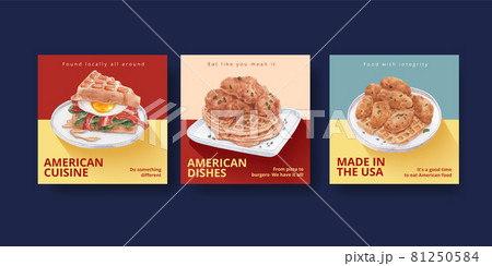 Banner template with American foods concept,watercolor style 81250584