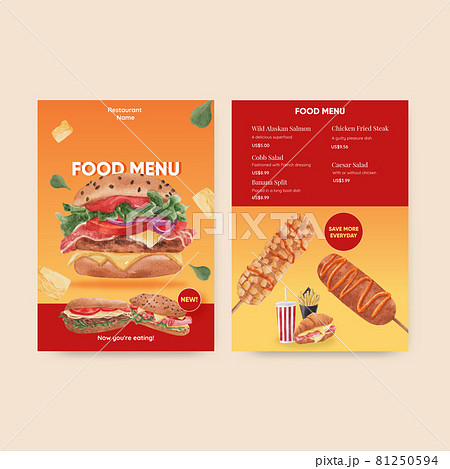 Munu template with American foods concept,watercolor style 81250594