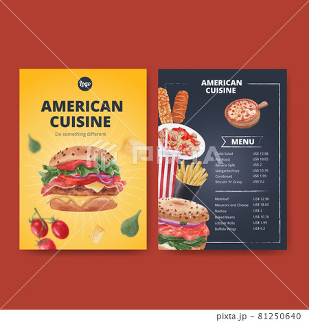Munu template with American foods concept,watercolor style 81250640