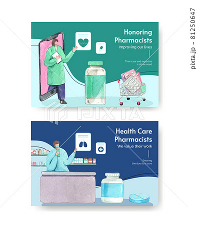 Facebook template with world pharmacists day concept,watercolor style Facebook template with world pharmacists day concept,watercolor style 81250647