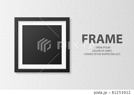 Vector 3d Realistic Blank Square 4 Black Wooden Simple Modern Frame on White Textured Wall Background. It Can Be Used for Presentations. Design Template for Mockup, Front View Vector 3d Realistic Blank Square 4 Black Wooden Simple Modern Frame on White Textured Wall Background. It Can Be Used for Presentations. Design Template for Mockup, Front View 81253912