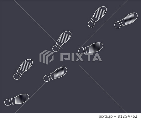 footprints from the shoes of a man on a black background. 81254762