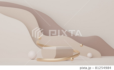 Abstract display podium with minimal geometric shapes design. 3d rendering scene for mock up and product presentation. Pedestal platform for cosmetic advertise. Abstract display podium with minimal geometric shapes design. 3d rendering scene for mock up and product presentation. Pedestal platform for cosmetic advertise. 81254984
