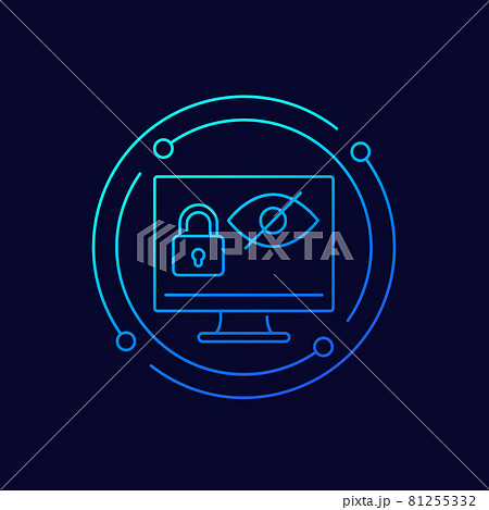 Parental control linear icon with eye and lock Parental control linear icon with eye and lock 81255332