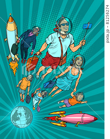 Space tourism concept. People astronauts passengers fly to the stars 81256274