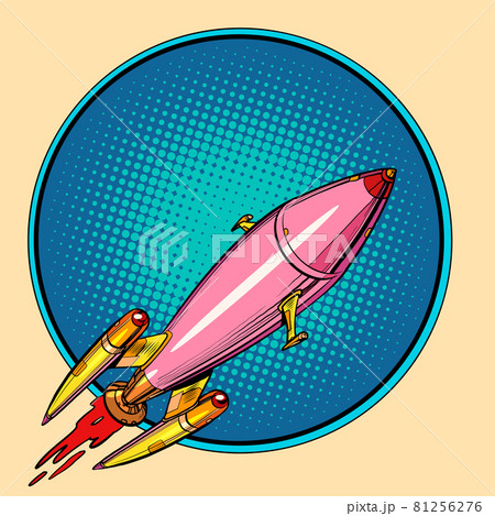 pink space rocket, science fiction. Interplanetary transport. Start 81256276
