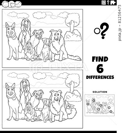 differences game with comic purebred dogs color book page differences game with comic purebred dogs color book page 81256475