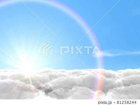 太陽 雲 空 日の出 ハロ 虹のリング 反射 背景 壁紙のイラスト素材 81258244 Pixta