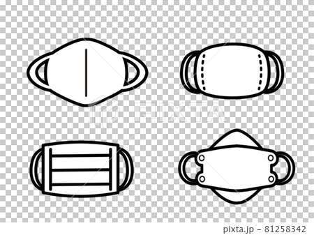不織布 柳葉型 ウレタン マスクのシンプルイラストセットのイラスト素材