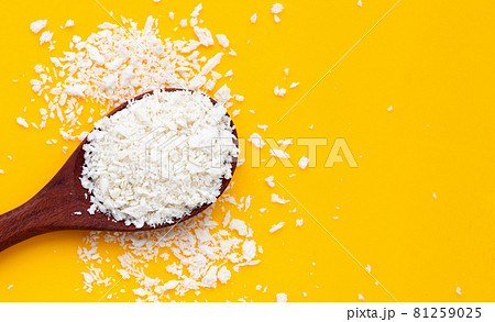 Bread Crumbs on yellow background. 81259025