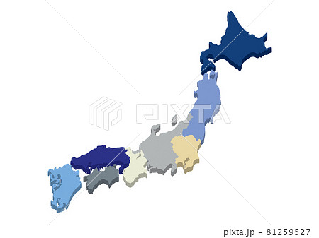 日本地図イラスト＿3D＿立体＿bumlのイラスト素材 [81259527] - PIXTA