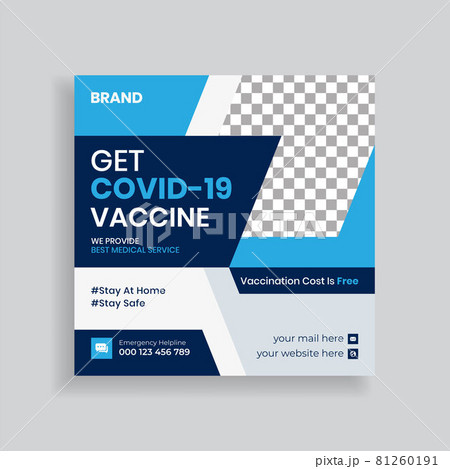 Covid-19 Vaccine Social Media Post Template Design. Medical Social Media Banner Design 81260191