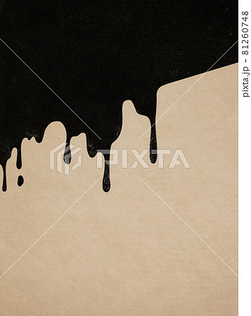 クラフト紙と黒い塗料のイラスト素材
