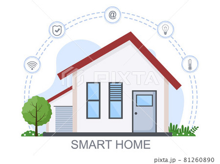 Smart Home Technology House Control System Of Lighting, Heating, Ventilation and Security with a Modern Concept. Background Vector Illustration 81260890