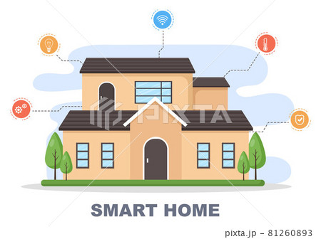 Smart Home Technology House Control System Of Lighting, Heating, Ventilation and Security with a Modern Concept. Background Vector Illustration 81260893