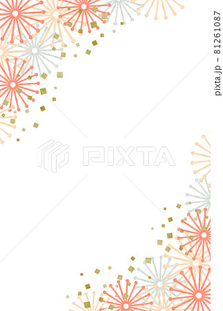 はがきサイズ 和風フレームのベクターイラスト 年賀状にも のイラスト素材