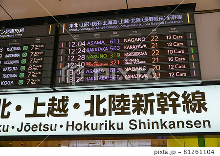 東北・上越・北陸新幹線東京駅の案内表示 東北・上越・北陸新幹線東京駅の案内表示 81261104