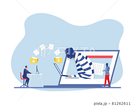 man unlock data with; hacker steal data and personal information concept vector 81262611