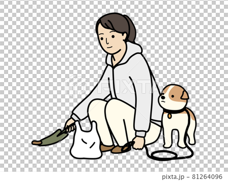 犬の糞の始末。犬の散歩のマナー。 81264096