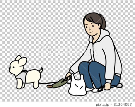 犬の糞の始末。犬の散歩のマナー。 81264097